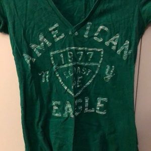 American Eagle Green V Neck Shirt